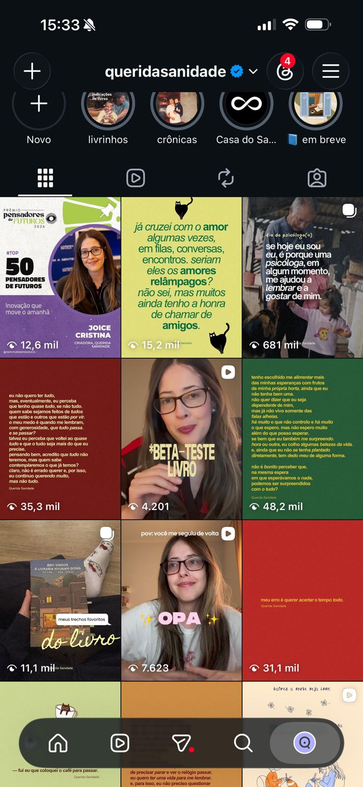 Perfil da Querida Sanidade no Instagram