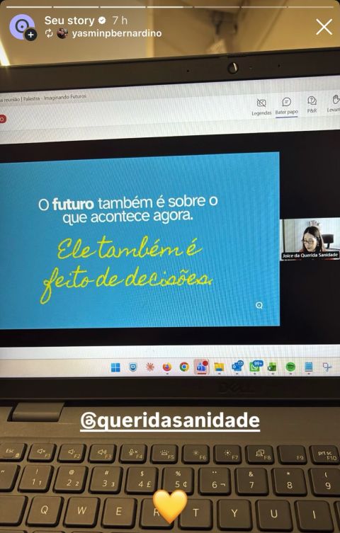 Palestra Imaginando Futuros acontecendo em encontro virtual
