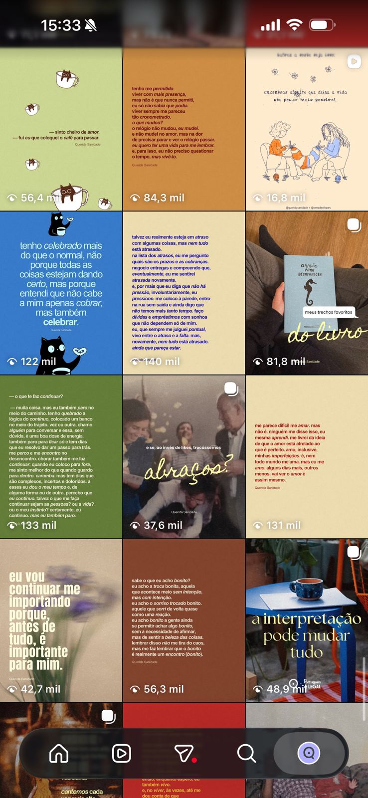 Publicações da Querida Sanidade no Instagram